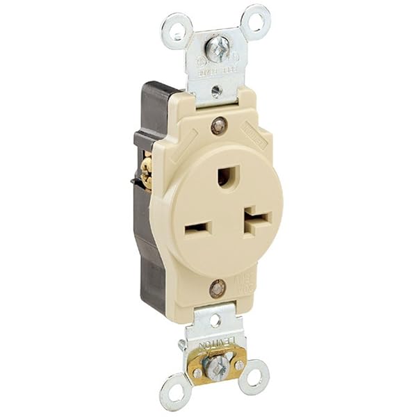 Leviton Leviton 5461-I 20 Amp Industrial Receptacle - Heavy Duty, Self-Grounding, Ivory, 250 Volt