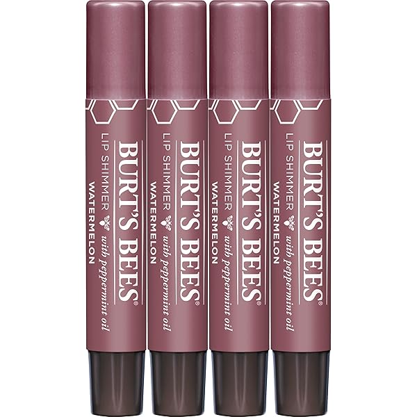 Burt's Bees Valentine's Day Gift: Burt's Bees Shimmer Lip Tint 4-Pack - Hydrating Tinted Lip Balm in Watermelon for All-Day Glow