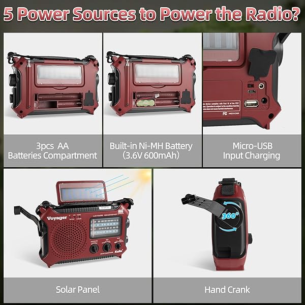 Kaito Buy Kaito KA500RED 5-Way Emergency Radio - AM/FM/SW Weather Alert, Portable & Reliable - View 11 of 11