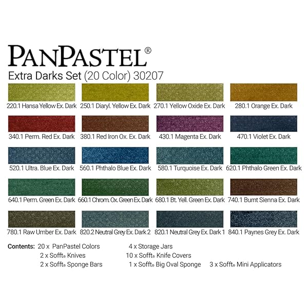 PanPastel PanPastel Extra Darks Set: 20 Vibrant Colors & Sofft Tools for Artists - View 5 of 8