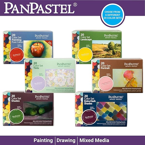 PanPastel PanPastel Extra Darks Set: 20 Vibrant Colors & Sofft Tools for Artists - View 6 of 8