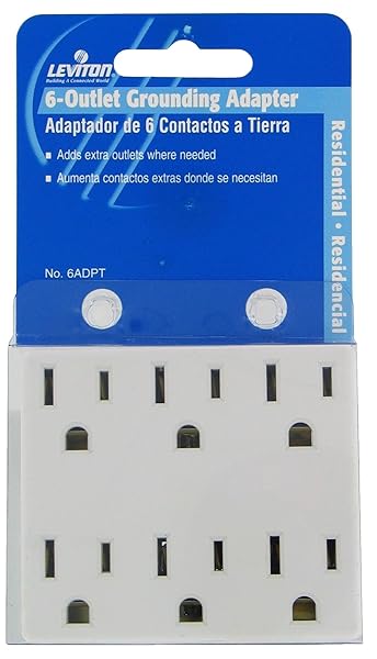 Leviton Leviton 6ADPT-W 15 Amp 125 Volt 6 Outlet Grounded Adapter - Reliable Power Solution