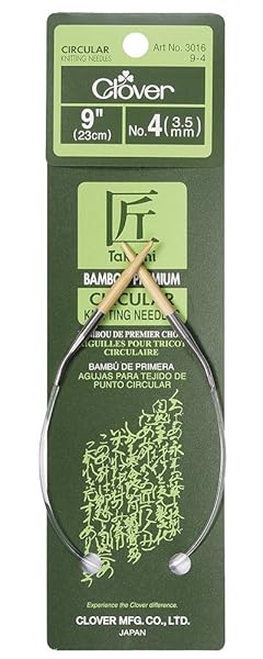 "Shop Clover Takumi Bamboo Circular Knitting Needles 9" - Size 4/3.5mm for Smooth Knitting Experience"