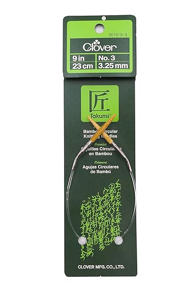 Clover Buy Takumi Bamboo Circular Knitting Needles - 9-Inch Size 3 (3016/9-03) for Smooth Knitting Experience - View 2 of 5