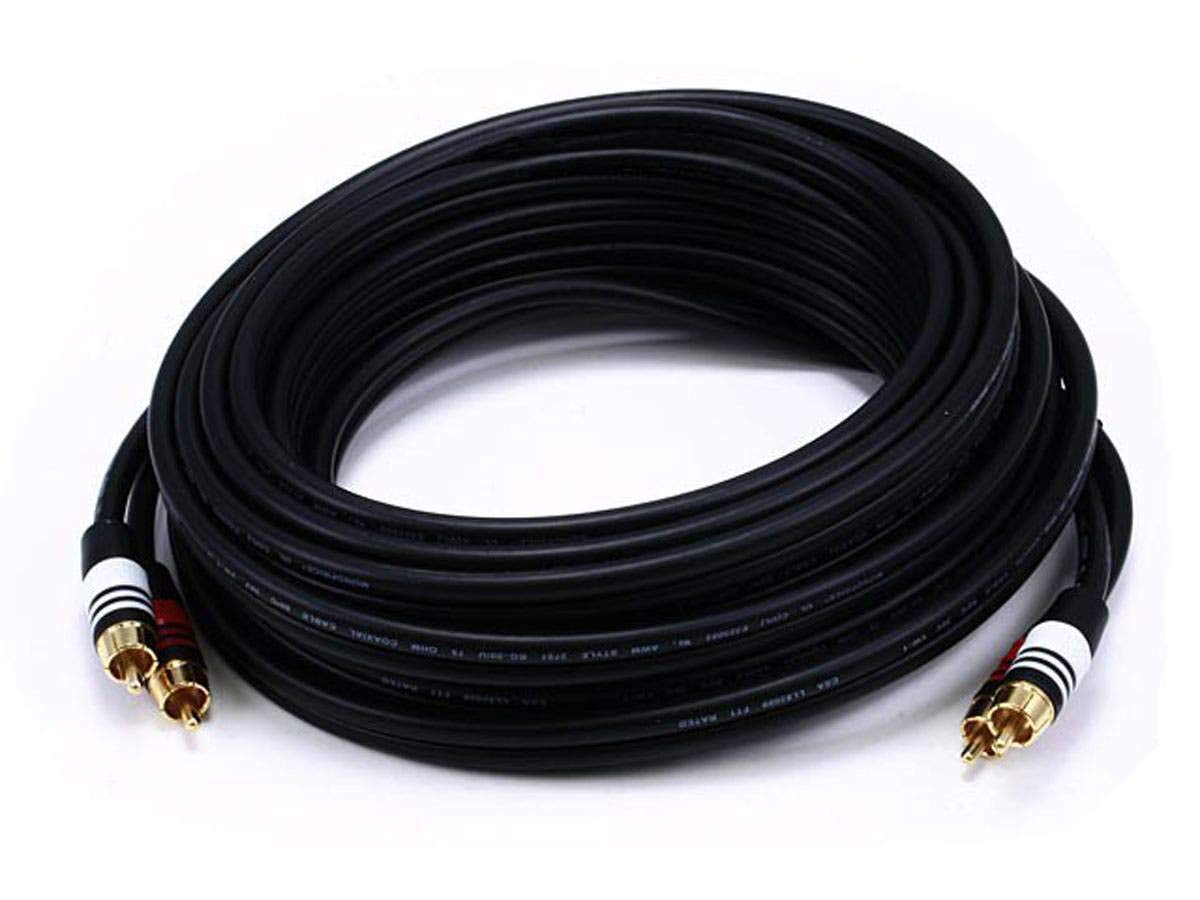 Monoprice Monoprice Premium RCA Cable 75 Feet Black Male to Male 2 RCA Plug 22AWG High Quality Audio Connection - View 2 of 9