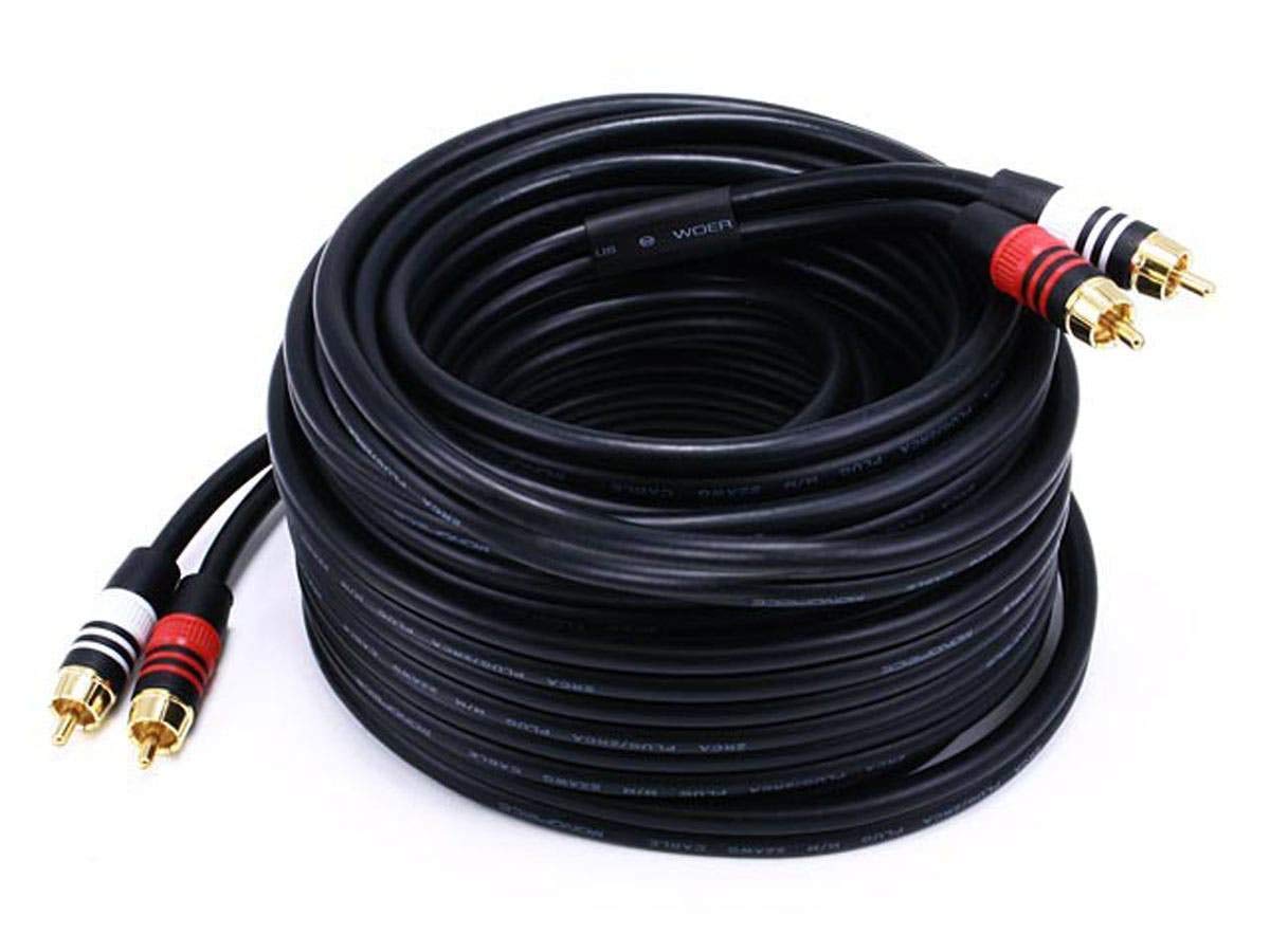 Monoprice Monoprice Premium RCA Cable 75 Feet Black Male to Male 2 RCA Plug 22AWG High Quality Audio Connection - View 3 of 9