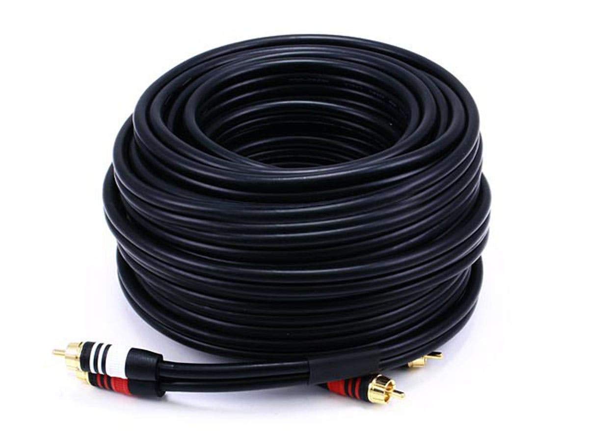Monoprice Monoprice Premium RCA Cable 75 Feet Black Male to Male 2 RCA Plug 22AWG High Quality Audio Connection - View 4 of 9