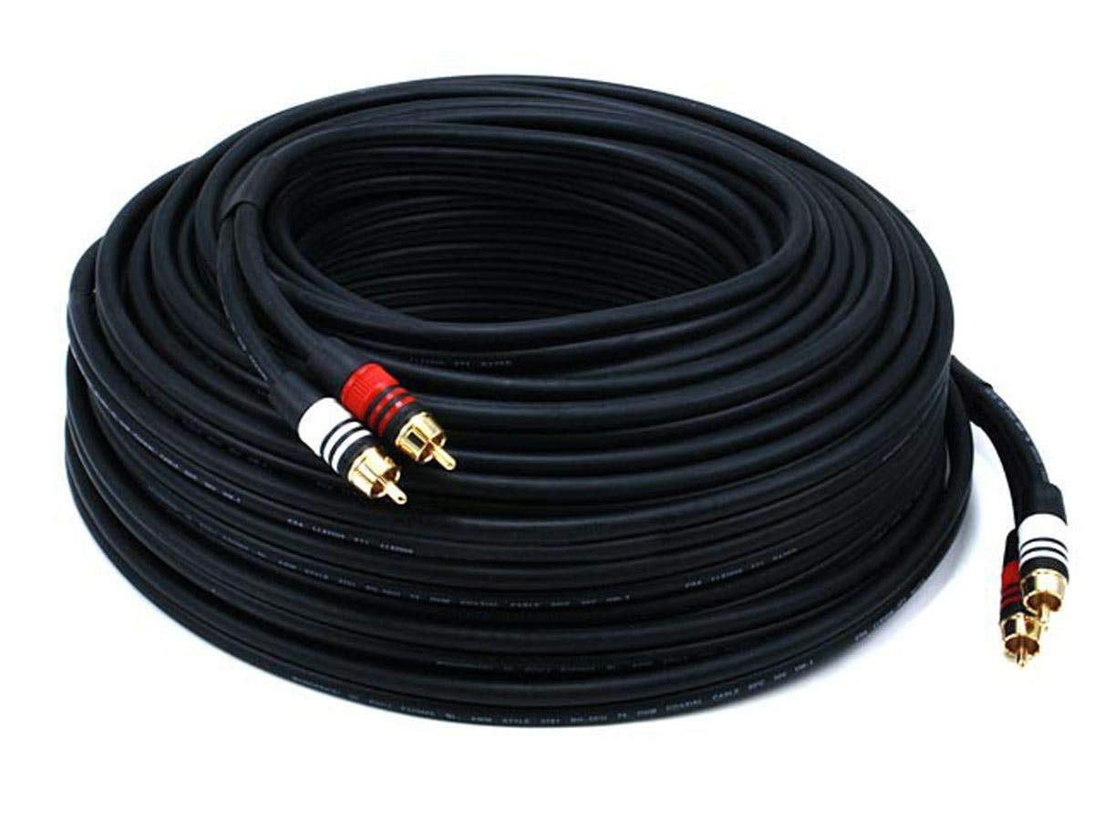 Monoprice Monoprice Premium RCA Cable 75 Feet Black Male to Male 2 RCA Plug 22AWG High Quality Audio Connection - View 5 of 9