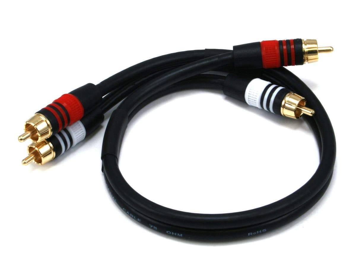 Monoprice Monoprice Premium RCA Cable 75 Feet Black Male to Male 2 RCA Plug 22AWG High Quality Audio Connection - View 6 of 9