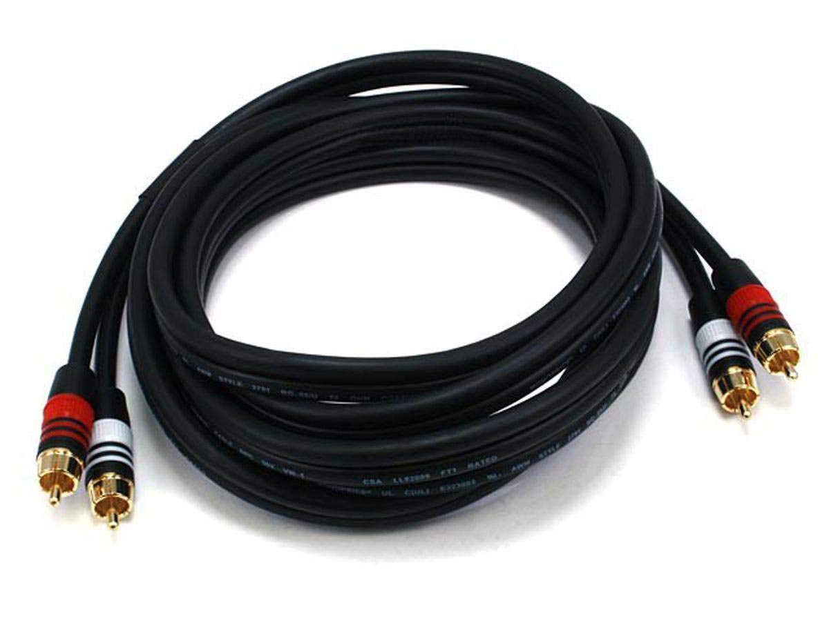 Monoprice Monoprice Premium RCA Cable 75 Feet Black Male to Male 2 RCA Plug 22AWG High Quality Audio Connection - View 7 of 9