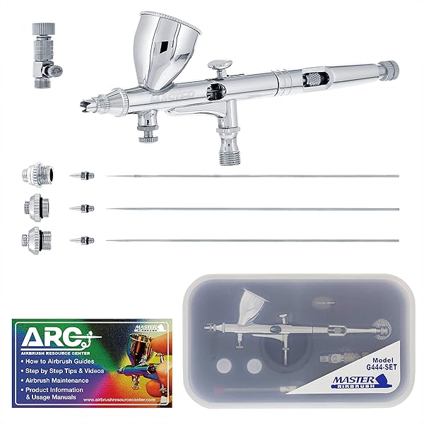 Master Airbrush Master Airbrush G444-SET High Precision Dual-Action Gravity Feed Airbrush Professional Set with ARC Link Card