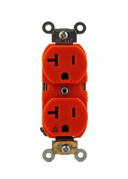 Leviton Leviton 5362-IG 20A Industrial Duplex Receptacle - Heavy Duty, Isolated Ground, Orange