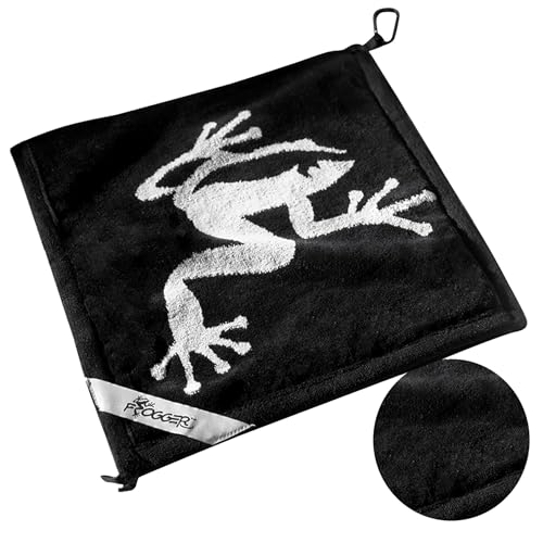 Frogger Frogger Amphibian Golf Towel - Wet & Dry Technology, Black/Grey | Essential Golf Bag Accessory with Carabiner Clip