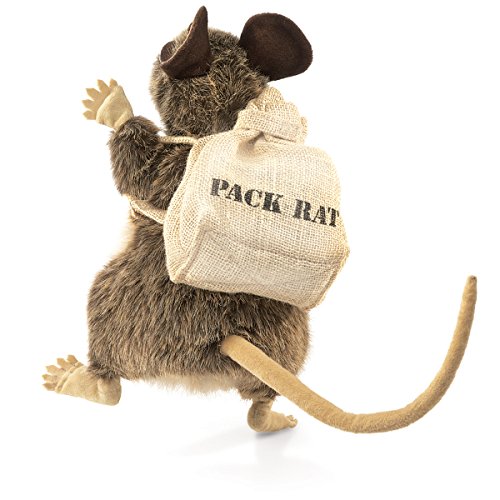 Folkmanis Folkmanis Pack Rat Hand Puppet in Brown and Beige for Creative Play and Imaginative Fun - View 2 of 5