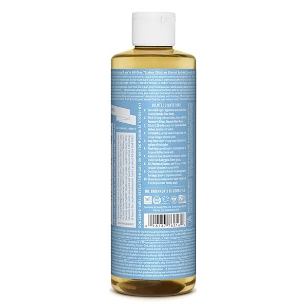 Dr. Bronner's Dr. Bronner's Baby Unscented Pure-Castile Soap 16oz 2-Pack - Organic, 18-in-1 Uses for Sensitive Skin & Babies - View 3 of 8