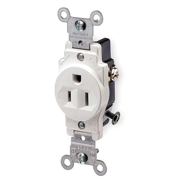 Leviton Leviton 5015-W 15 Amp Commercial Grade Single Receptacle - Narrow Body, Grounding, White