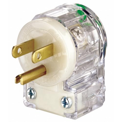Leviton Leviton 8215-CAT 15 Amp Hospital Grade Angle Plug - Transparent, Grounding, Straight Blade