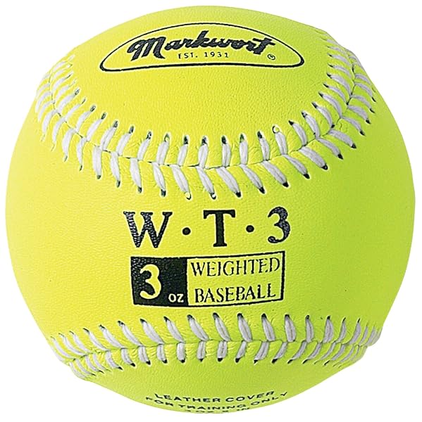 Markwort Markwort 9-Inch Weighted Baseballs - Optic Yellow Leather Cover, Individually Boxed for Training