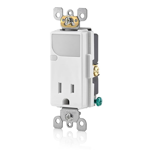 Leviton Leviton T6525-W 15A Decora Tamper Resistant Outlet with LED Guide Light - White