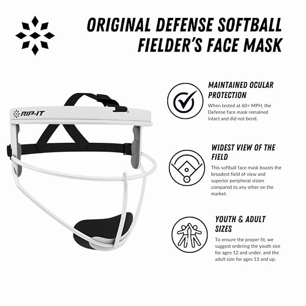RIP-IT RIP-IT Original Defense Softball Face Mask - Lightweight Youth Fielder's Mask in Navy - View 8 of 9