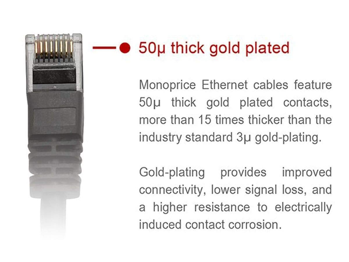 Monoprice Monoprice 103419 Cat6 Ethernet Patch Cable 2ft Black High Speed Network Internet Cord RJ45 Stranded 550Mhz UTP Pure Copper 24AWG - View 3 of 6
