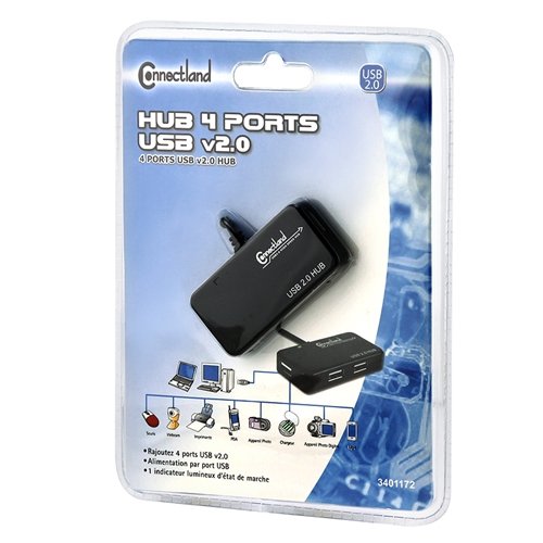 Connectland Connectland CL-HUB20033 Ultra Slim USB 2.0 4-Port Hub for Desktop & Laptop - Fast Data Transfer, Sleek Black Design - View 11 of 11