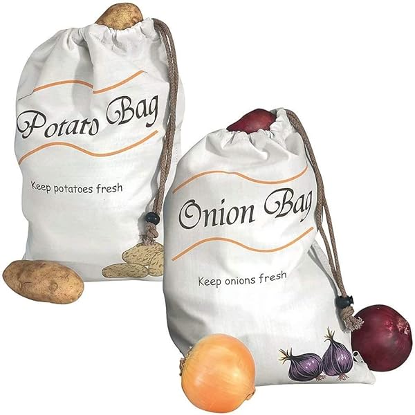 zhcoy Potato & Onion Storage Bags: Keep Vegetables Fresh & Sprout-Free - White Design