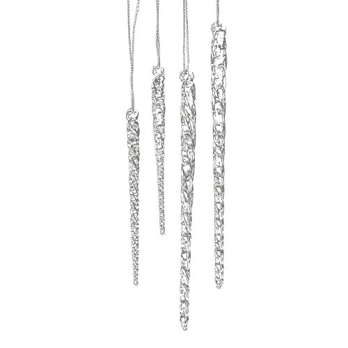 Kurt S. Adler Shop Kurt Adler 24-Piece Clear Glass Icicle Ornament Set - 3.5 to 5.5 Inches for Holiday Decor