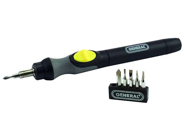 General Tools General Tools Precision Cordless Electric Screwdriver #500: Quick Change Chuck & 6 Bits for Easy Screw-Fastening