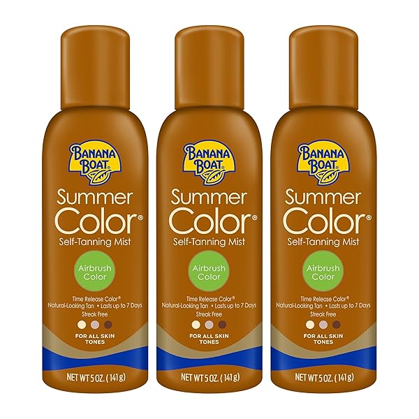 Banana Boat Self Tanning Spray - Airbrush Color for All Skin Tones, Reef Friendly, 3-Pack (5 oz) - Achieve a Flawless Tan!