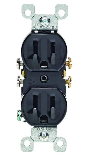 Leviton Leviton 5320-ECP Duplex Receptacle: 15 Amp, 125 Volt, Grounding, Black - Residential Grade Electrical Outlet