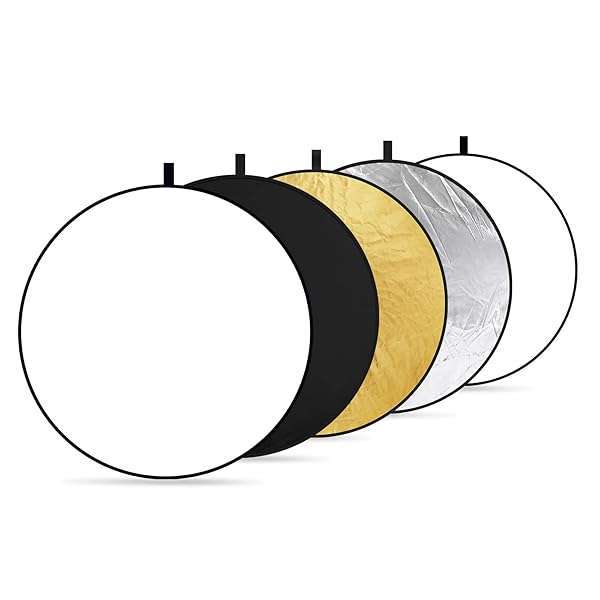 "NEEWER 32" 5-in-1 Light Reflector & Diffuser - Translucent, Silver, Gold, White, Black for Studio & Outdoor Photography"