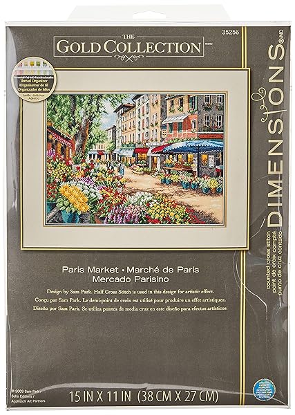 Dimensions Dimensions Paris Market Cross Stitch Kit - 15x11 Ivory Aida, 18 Count, Multicolor Design