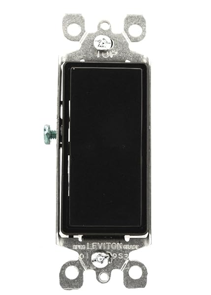 Leviton Leviton 5603-2E 15 Amp Decora Rocker 3-Way Switch - Quiet, Grounding, Residential Grade, Black
