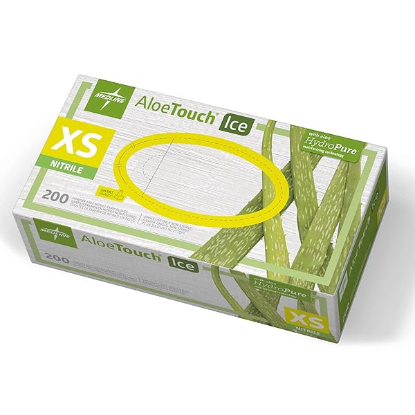 Medline Medline Aloetouch Green Nitrile Exam Gloves - Powder-Free, Latex-Free, X-Small, 200 Count for Superior Protection
