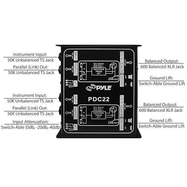 Pyle Buy PYLE-PRO Premium Passive DI Unit - Hum Eliminator for Guitar & Bass | 1/4 Inch to XLR Connector - View 6 of 9