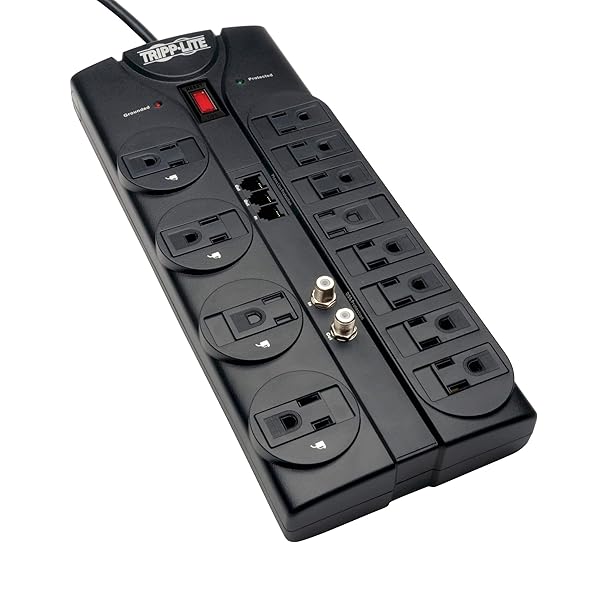 TRIPP LITE Tripp Lite TLP1208TELTV: 12 Outlet Surge Protector with 8ft Cord & $150K Insurance - Ultimate Power & Device Protection - View 3 of 11