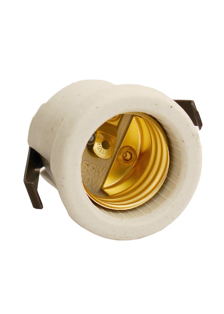 Leviton Leviton 8880 Keyless Incandescent Lampholder Medium Base Unglazed Porcelain Front Mount Single Circuit Back Wired White