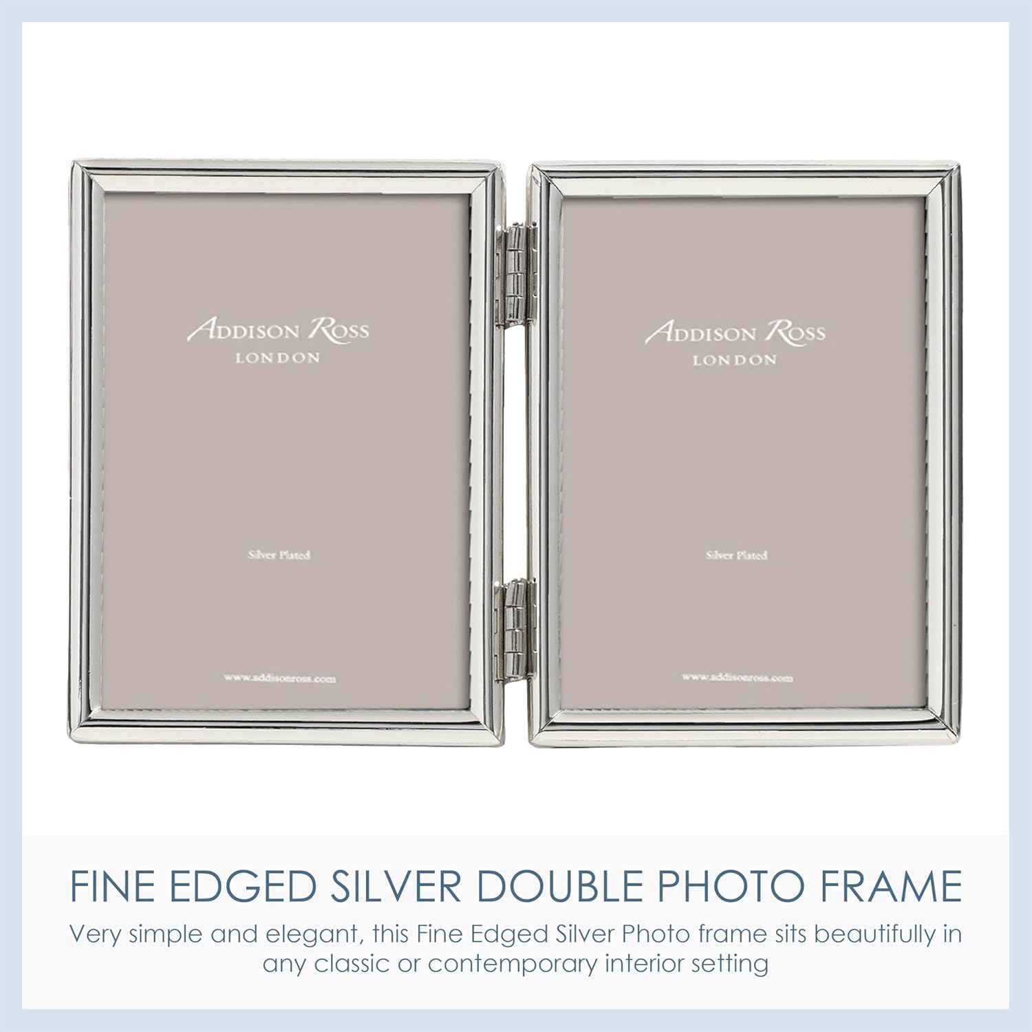 Addison Ross Addison Ross Essentials Silver Plate Double Photo Frame 2 x 3 Inches for Elegant Display - View 4 of 7