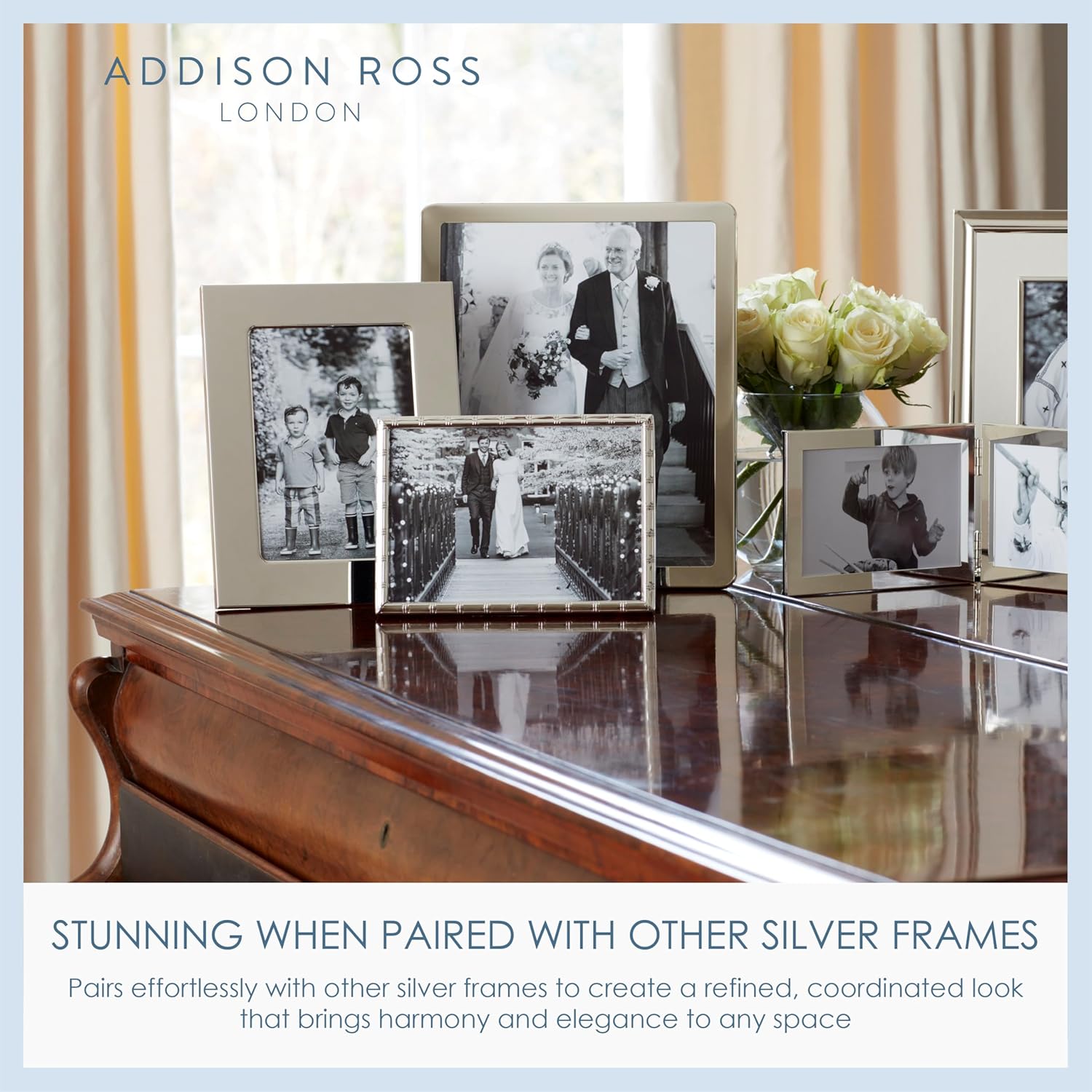 Addison Ross Addison Ross Essentials Silver Plate Double Photo Frame 2 x 3 Inches for Elegant Display - View 5 of 7