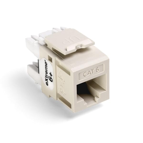 Leviton 61110-RT6 Extreme 6+ QuickPort Connector - CAT 6, Light Almond | High-Speed Networking Solution