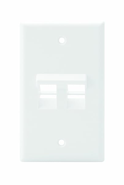 Leviton Leviton 41081-2WP Angled QuickPort Wallplate 2-Port - White Single Gang for Easy Installation