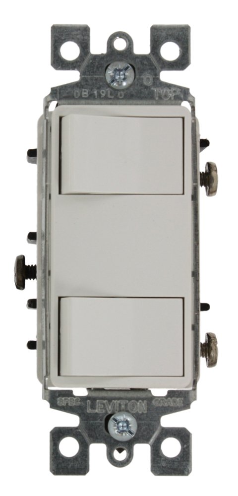 Leviton 1754-ILW: 15 Amp Illuminated Dual Rocker Switch - 2 Switch Combination, 120 Volt, White