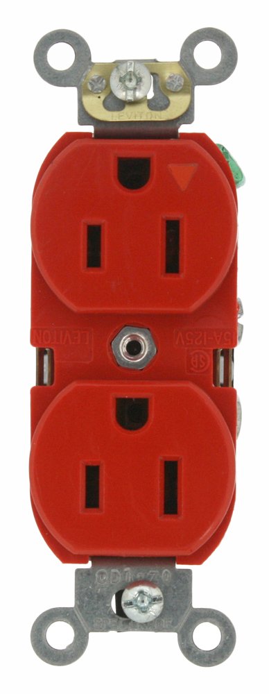 Leviton Leviton 5262-IGR 15A Industrial Grade Duplex Receptacle with Isolated Ground - Heavy Duty Red