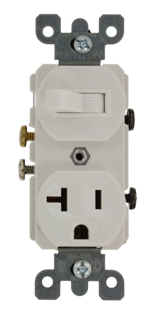 Leviton Leviton 5335 20 Amp Duplex Switch/Receptacle - 120V Grounding Solution in White