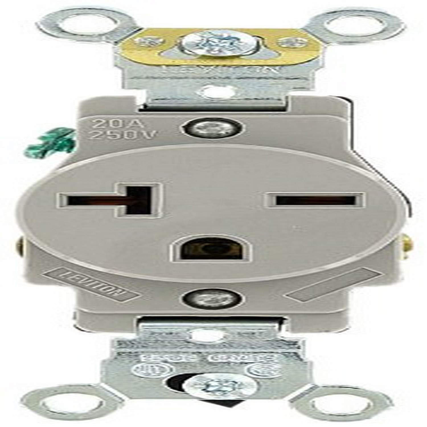 Leviton Leviton 5461-GY 20 Amp Industrial Receptacle - Heavy Duty, Self-Grounding, 250 Volt Gray Plug