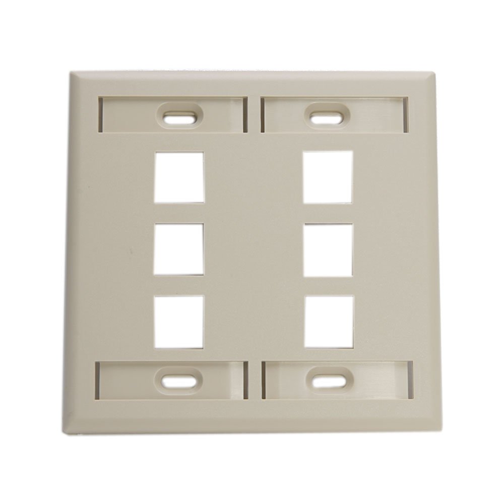 Leviton Leviton 42080-8TP 8 Port Dual Gang QuickPort Wallplate Light Almond with ID Windows - View 8 of 9