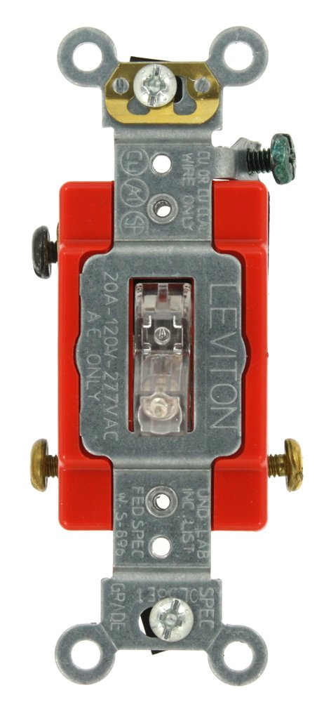 Leviton 1223-LHC 20A Lighted 3-Way Switch: Heavy Duty, Self-Grounding, Quiet Operation