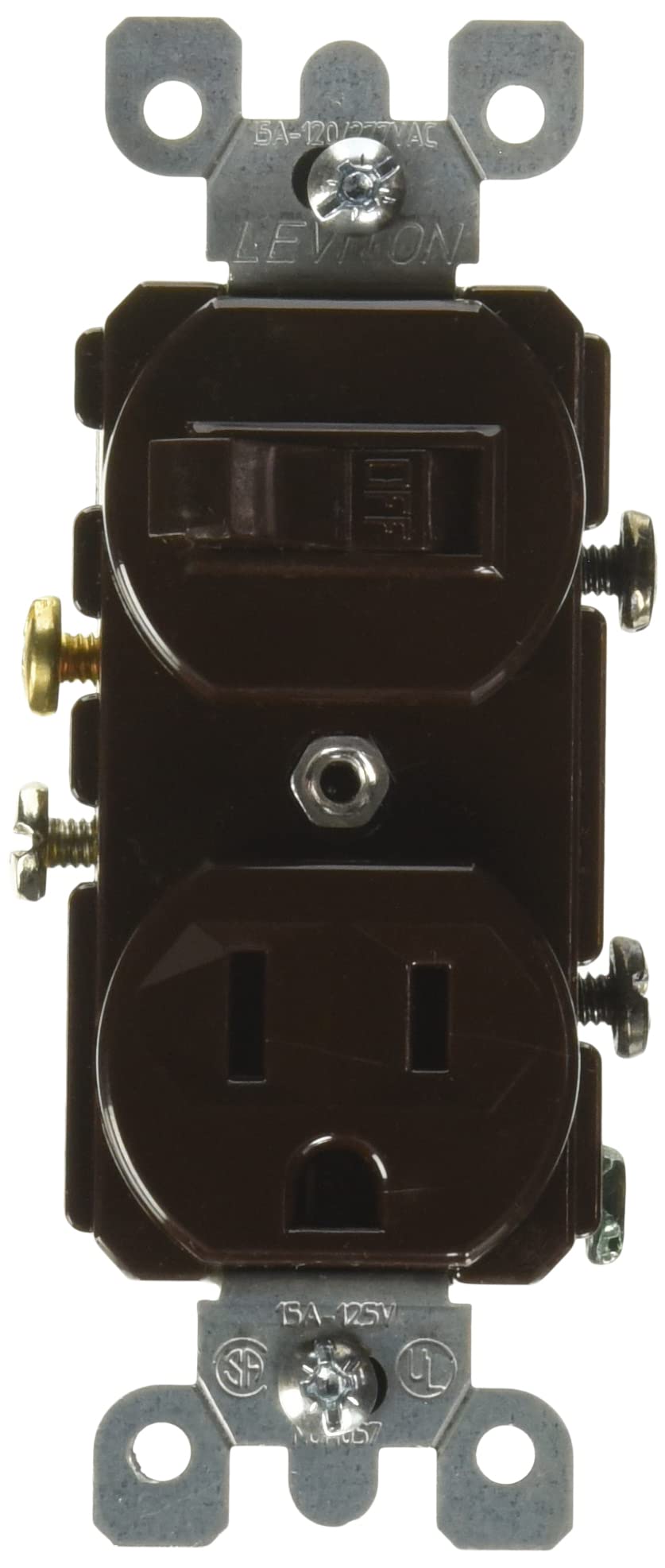 Leviton 5225 15 Amp Duplex Switch/Receptacle - Grounding, 120 Volt, Brown | Buy Now!