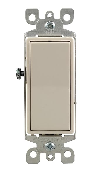 Leviton 5611-2T Lighted Rocker Switch: 15 Amp, 120/277V, Quiet AC, Light Almond - Residential Grade